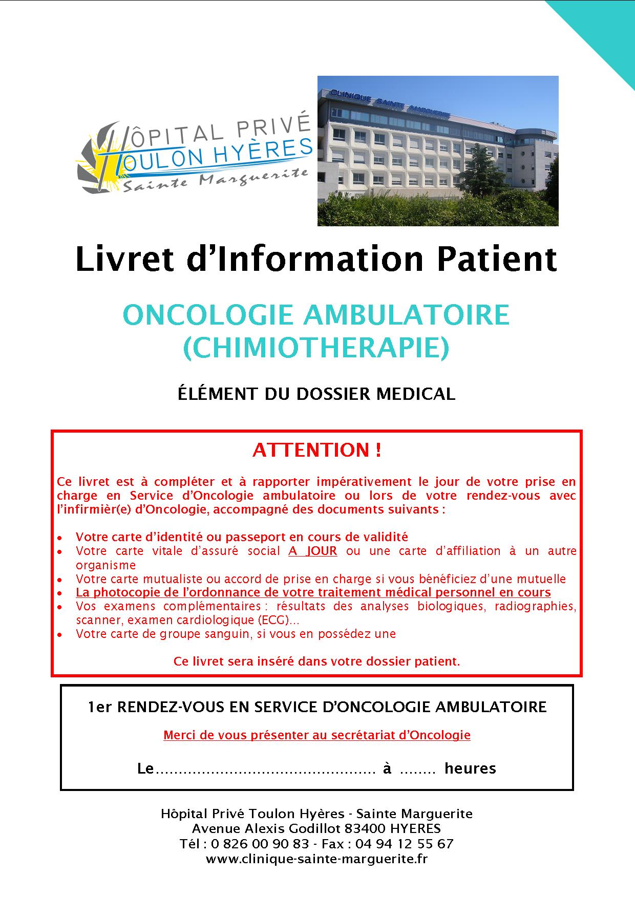 Livrets patient Hôpital privé Toulon Hyères Sainte Marguerite